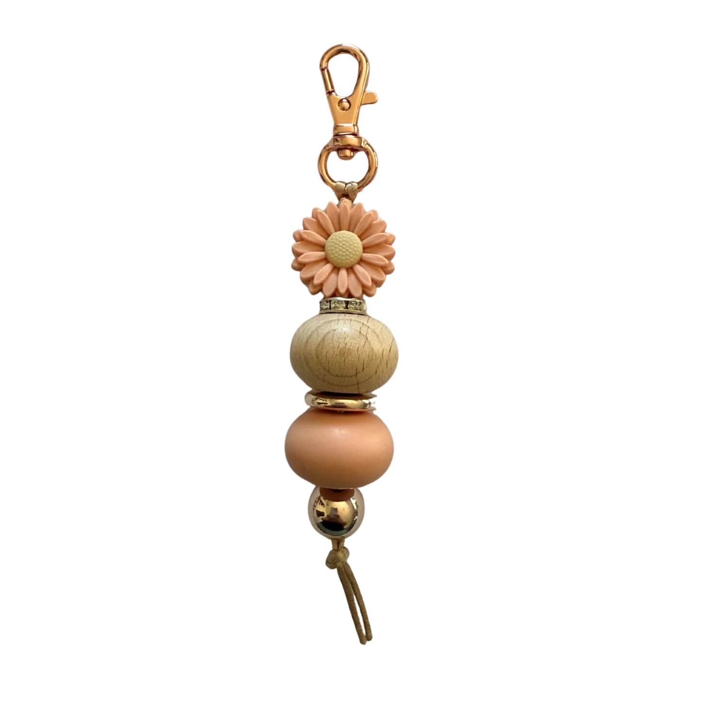 Peach Beaded Keychain