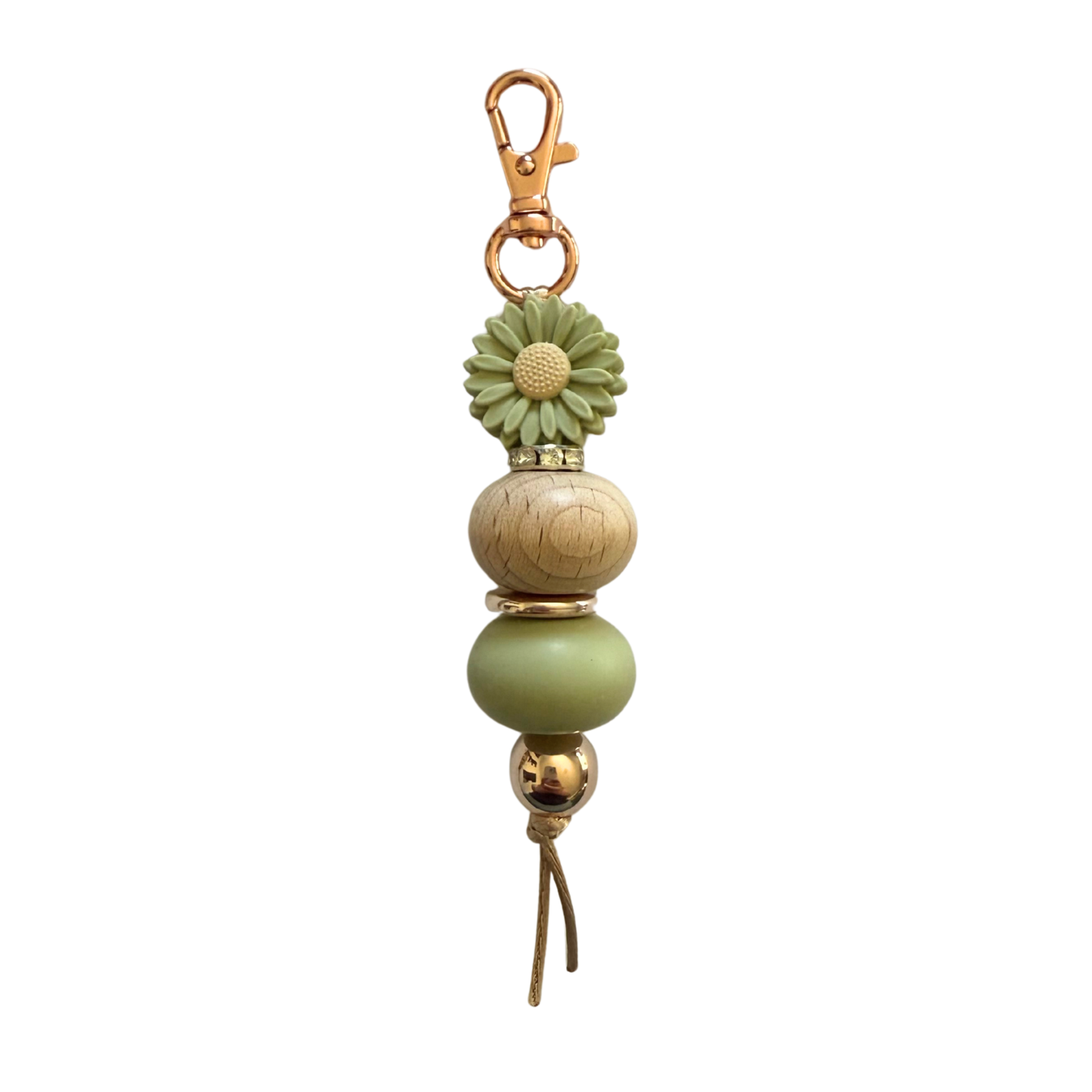 Sage Green Beaded Keychain