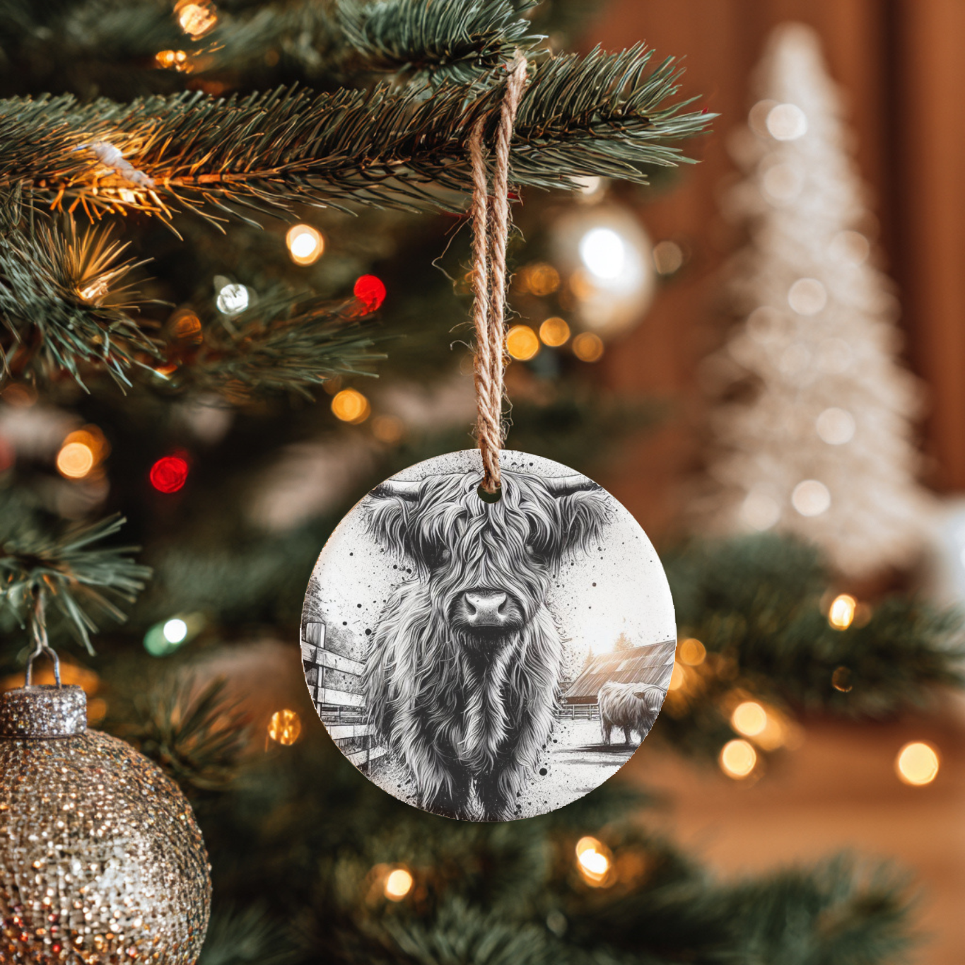 Black & White Cow Ceramic Tree Ornament