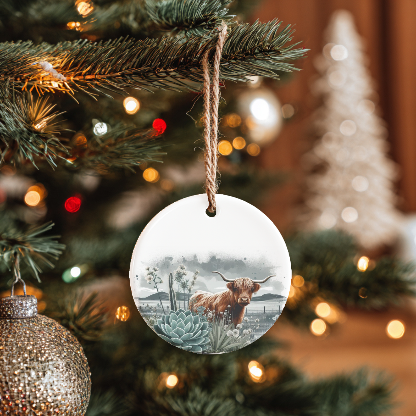 Highland Cow Ceramic Tree Ornament