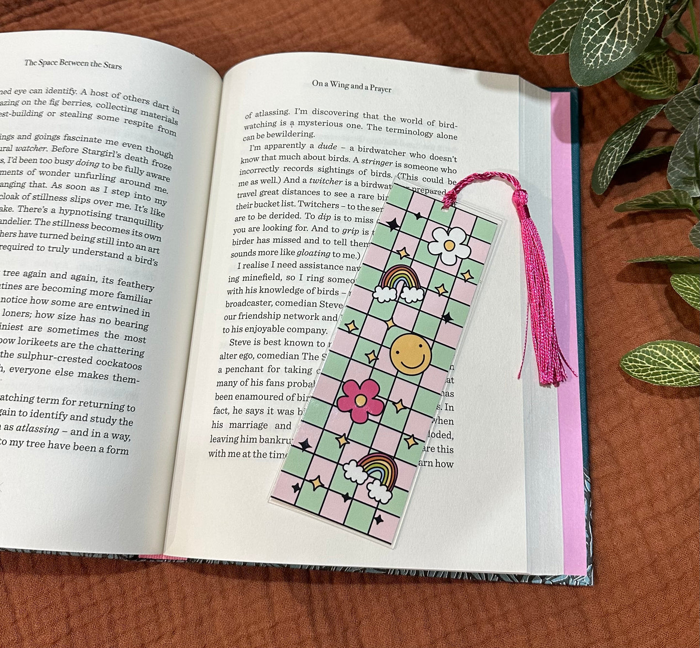 Bookmark - Checkered Pink & Green