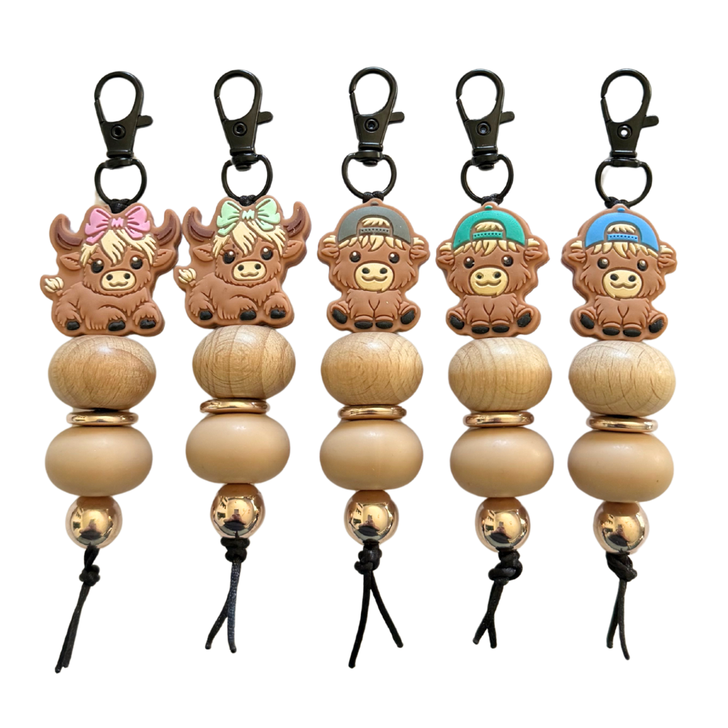 Cute Cow Beaded Keychain