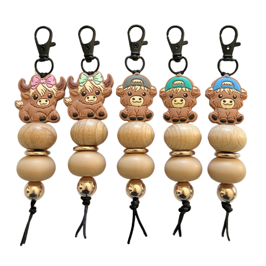 Cute Cow Beaded Keychain