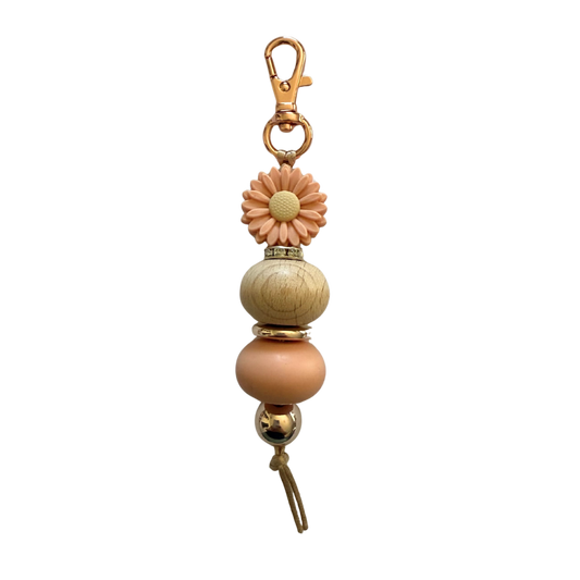 Peach Beaded Keychain