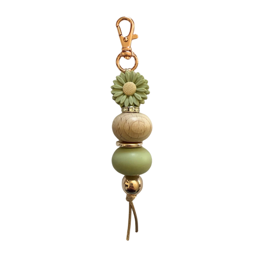 Sage Green Beaded Keychain