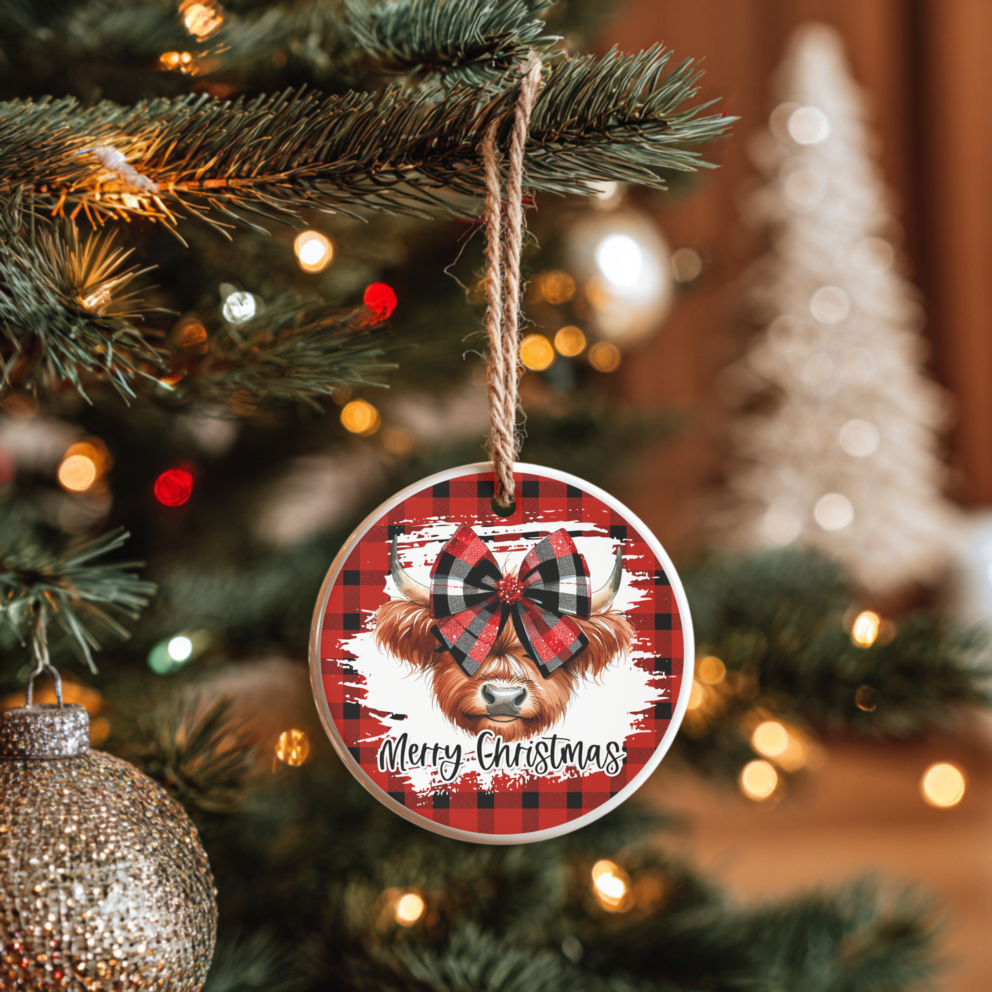 Highland Cow Ceramic Tree Ornament