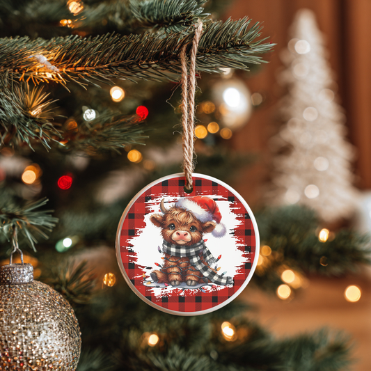 Highland Cow Ceramic Tree Ornament