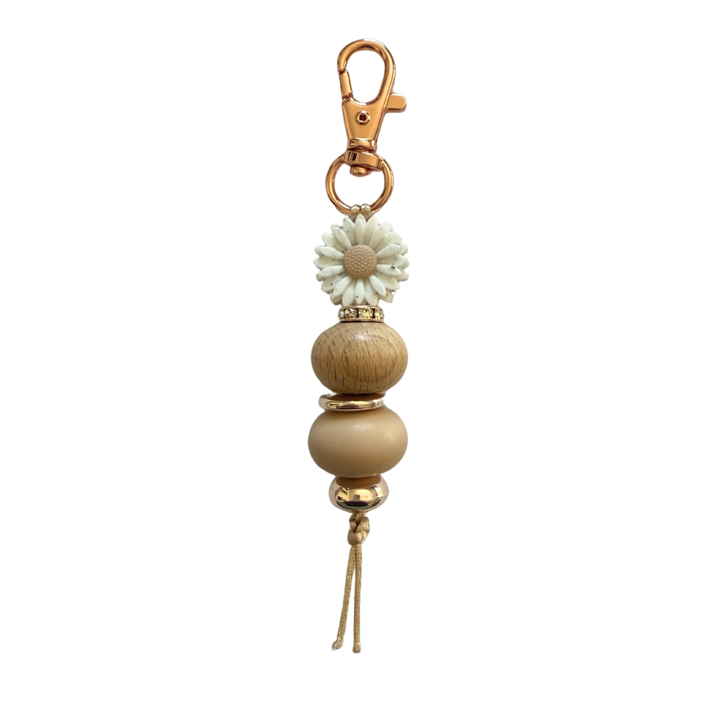 Oatmeal Speckled White Beaded Keychain
