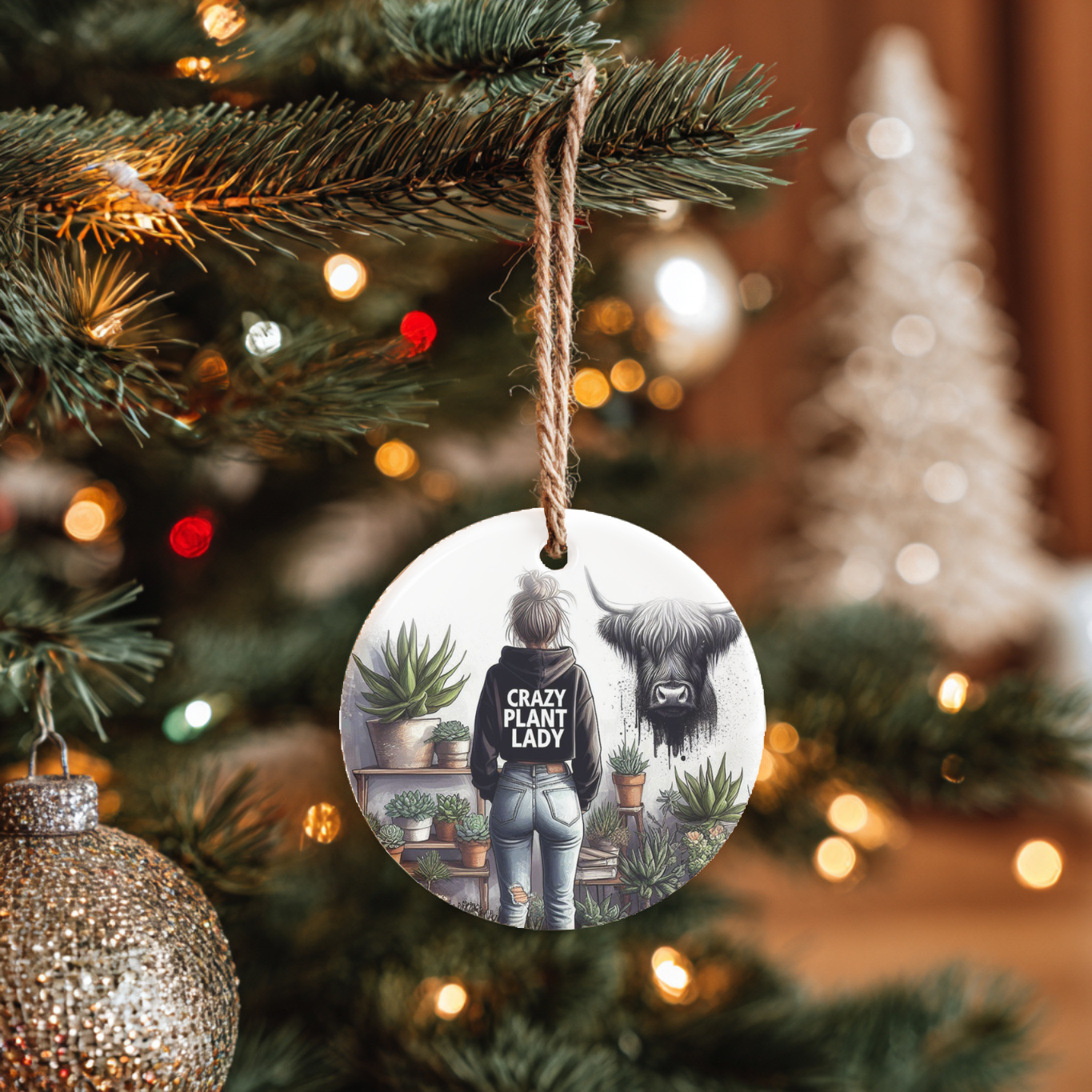 Crazy Plant Lady Ceramic Tree Ornament