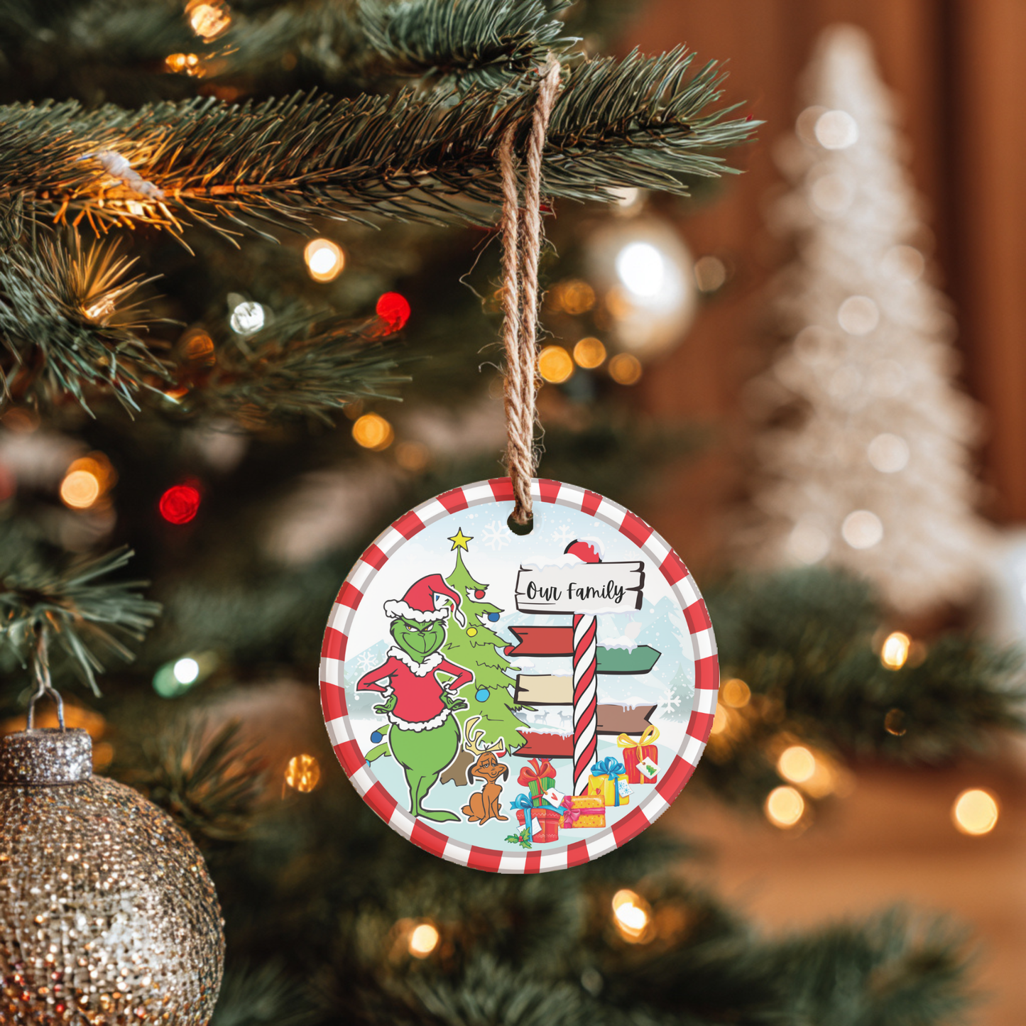 Customisable Grinch Family Ceramic Tree Ornament
