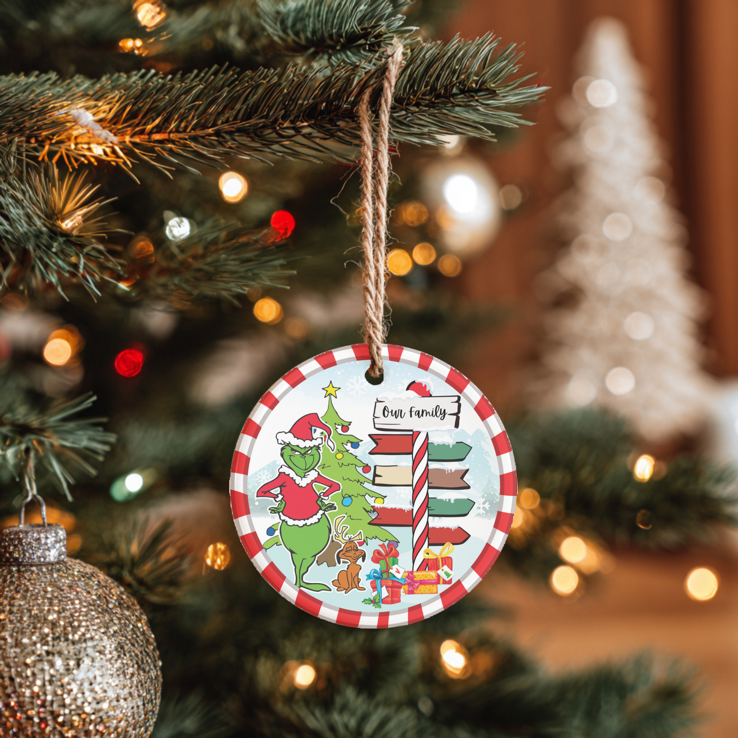 Customisable Grinch Family Ceramic Tree Ornament