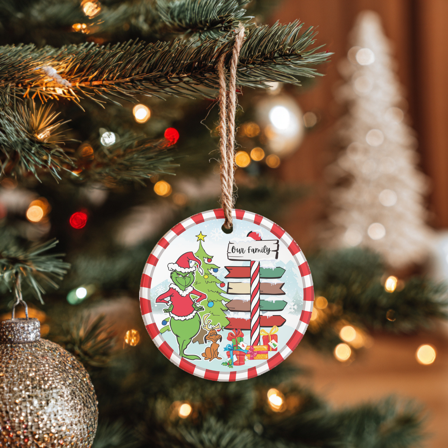 Customisable Grinch Family Ceramic Tree Ornament